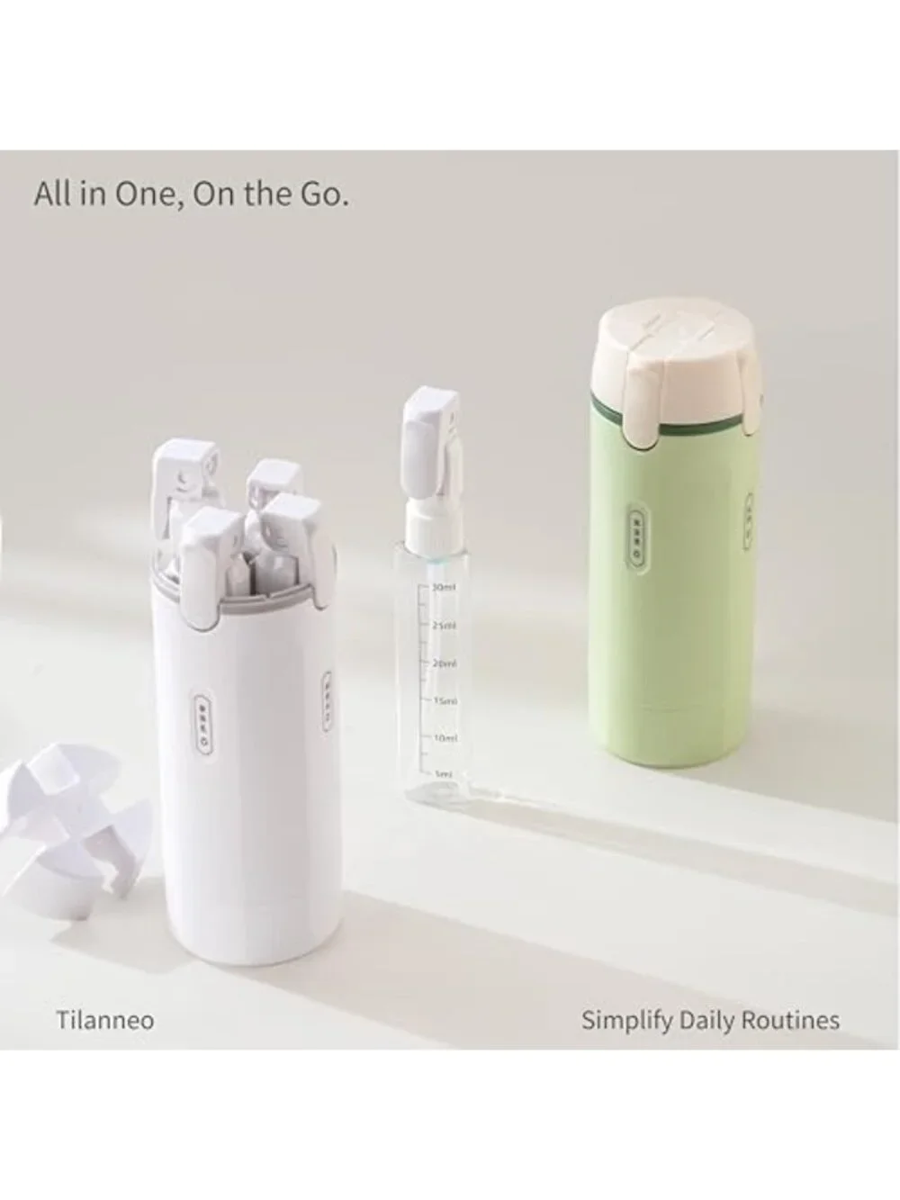 4-in-1 Travel Toiletry Bottles, Leakproof Pump Dispenser, TSA Compliant